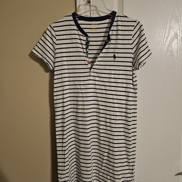 Polo by Ralph Lauren Navy and Cream Striped Shirt - Picture 1 of 6
